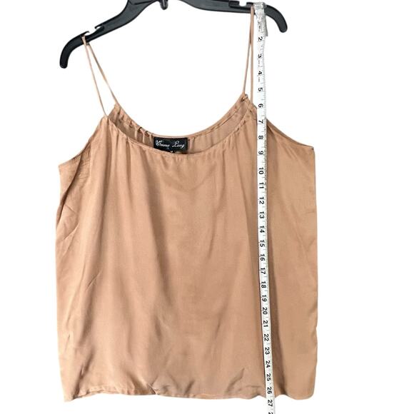 Emma Lang Cami Top Womens M Tan Silk Spaghetti Strap Lightweight Boxy Modern - Picture 6 of 11